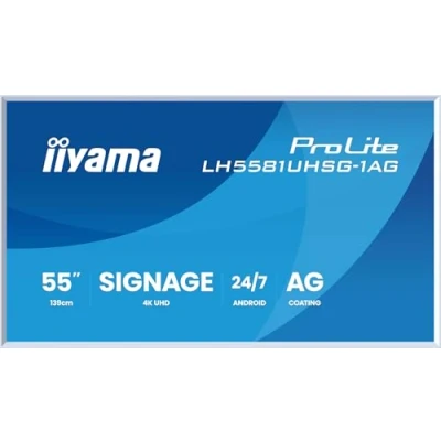 Afbeelding van iiyama LH5581UHSG 1AG beeldkrant Interactief flatscreen 138,7 cm (54.6&quot;) Wifi 500 cd/m² 4K Ultra HD Wit Type processor Android 10 24/7
