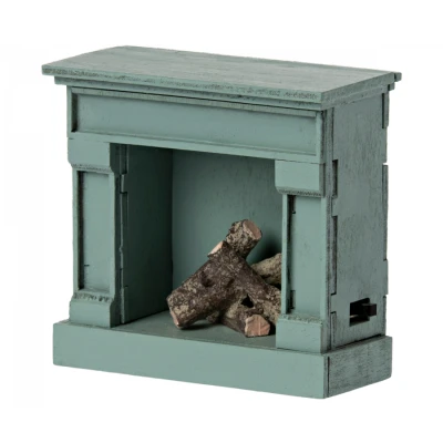 Afbeelding van Maileg poppenhuis open haard muis blue