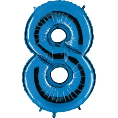 Afbeelding van Folieballon cijfer 8 blauw (100cm)