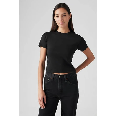Afbeelding van Levi&#039;s dames Cropped T shirt met ronde hals in de kleur Zwart, maat: M