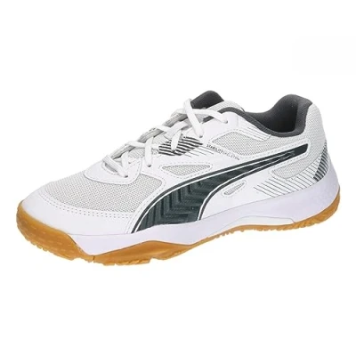 Afbeelding van Puma Solarflash JR II Unisex Handbalschoenen voor kinderen, Maat: 28, White/shadow gray Textiel/ synthetisch
