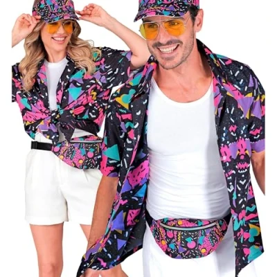 Afbeelding van Widmann Jaren 80 &amp; 90 Kostuum 80s Shirt Funky Festival Multicolour Multicolor Large / XL Carnavalskleding Verkleedkleding