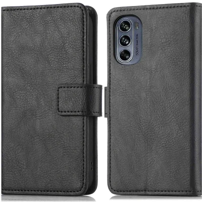 Afbeelding van iMoshion Hoesje Geschikt voor Motorola Moto G62 Met Pasjeshouder Luxe Bookcase Zwart