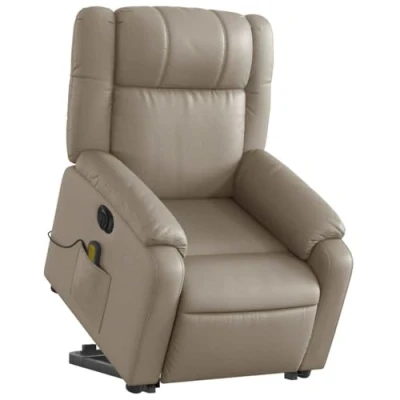 Image de vidaXL Fauteuil inclinable de massage électrique cappuccino similicuir