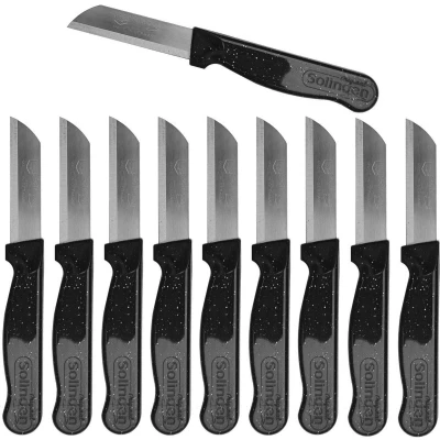Afbeelding van Solingen Schilmesje Robuust Handvat RVS Glad 16 cm met &quot;Blade Cover&quot; Zwart Glitter 10 stuks