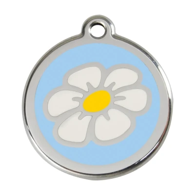 Afbeelding van Daisy Flower Light Blue roestvrijstalen hondenpenning large/groot dia. 3,8 cm RedDingo