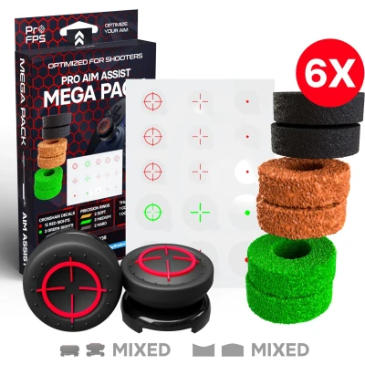 Afbeelding van ProFPS Mega Pack geschikt voor PlayStation 4 (PS4) en 5 (PS5) eSports Game Accessoires Precision Rings + Performance Thumbsticks Mixed Crosshair Decals