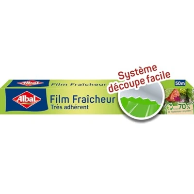 Image de Albal Film fraicheur 50m étirable Préserve la des aliments Adhérent 70% de ressources recyclées