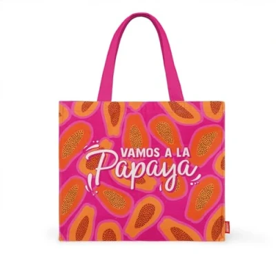 Afbeelding van Legami Grote strandtas, strandtas van versterkt materiaal, met magneetsluiting, draagtas, belastbaar tot 15 kg, 44 x 61,5 cm, Papaya, roze,, Roze, Eigentijds