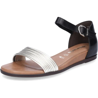 Afbeelding van Tamaris Sandalen, Dames, Maat: 37, Black/gold Leer en imitatieleer
