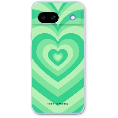 Afbeelding van Case Company® hoesje geschikt voor Google Pixel 8a Hart Groen Soft Cover Telefoonhoesje Bescherming aan alle Kanten en Schermrand