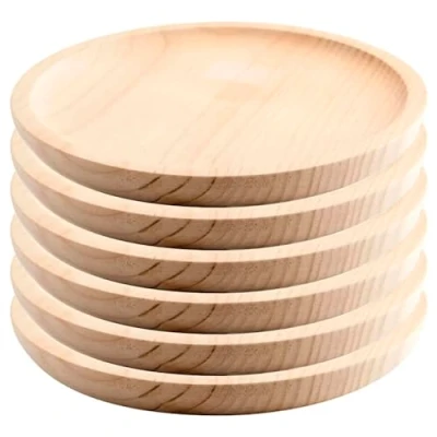 Afbeelding van Space Home Plank/bord voor Octopus Serveerschaal houten bord kaas, vlees Flat Pizzaplaat Ronde schijf Set van 6 Ø 20 cm