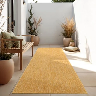 Afbeelding van Paco Home In &amp; Outdoor Balkon Terras Keukenvloerkleed Eenkleurig Gemêleerd Patroon 80x150 cm