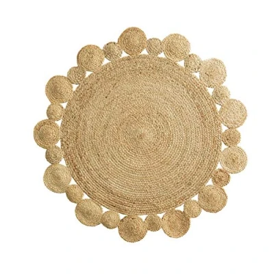 Afbeelding van Livetti VloerKleed Rond Mat 120cm Jute Hemstitcht Cordou