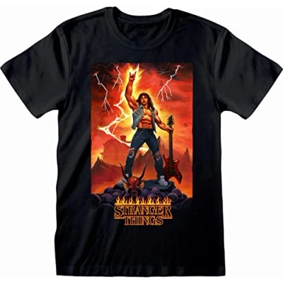 Afbeelding van Henry Tiger Stranger Things Eddie Rocks Tshirt print, Heren, Maat: XXL, Black