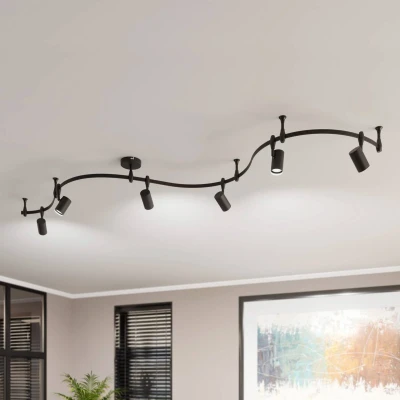Afbeelding van Lindby 1 fase railverlichting 6lichts Staal, aluminium H: 26 cm GU10 zandzwart