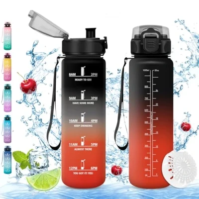 Afbeelding van Vikaster Sportfles, 1000 ml, BPA vrij, lekvrij, geschikt voor koolzuurhoudende dranken, fietsen, fitness, school, kinderen, outdoor
