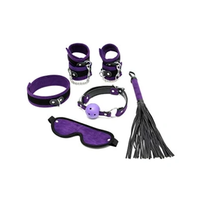 Afbeelding van Rimba Bondage Play Soft Beginners set 6 delig zwart/paars