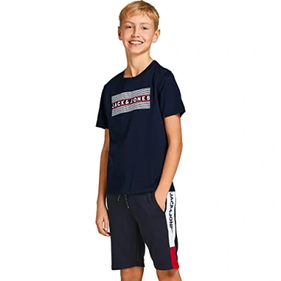 Afbeelding van Jack &amp; Jones Junior Jjecorp LOGO TEE Oneck Tshirt print voor kinderen, Maat: 128, Navy blazer