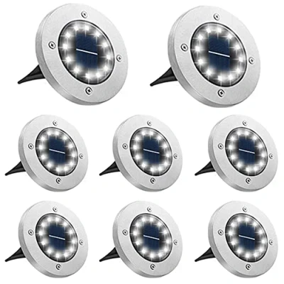 Afbeelding van Bowfar Zonnelamp voor buiten, 8 stuks, 12 leds, 800 mAh, zonnelamp, tuin, waterdicht, IP65, spot, decoratief licht terras, gazon, pad, koud wit