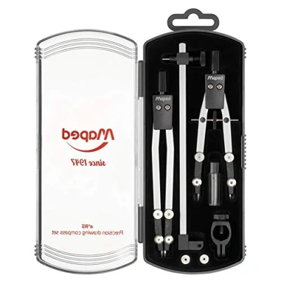 Afbeelding van Maped passer 1947 nr. 415 5 delige set 1 klassieke 130 mm + 105 verlenging 140 stiftetui ring 178002 grijs