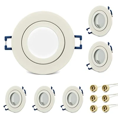 Afbeelding van KYOTECH Set van 6 GU10 IP44 spot waterdicht, levering met fittingen, voor badkamer douche buiten, inbouwframe MR16 halogeenlampen, led module