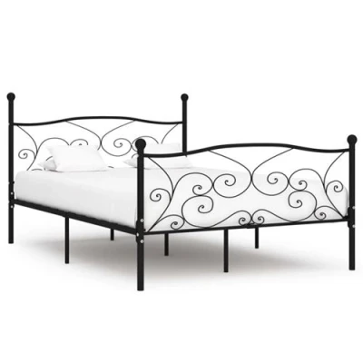Afbeelding van Bedframe met lattenbodem metaal zwart 140x200 cm