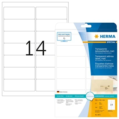 Afbeelding van Etiket HERMA 8671 A4 99.1x38.1mm folie transparant mat 350st