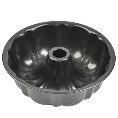 Afbeelding van Gugelhupfvorm, groot, 24 cm, ronde bakvorm van staal, taartvorm met antiaanbaklaag, voor heerlijke tulband, stabiele anti aanbaklaag, zwart