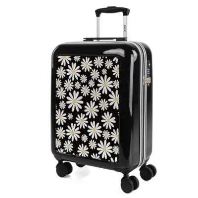 Afbeelding van SKPAT Children&#039;s Travel Suitcases Spel. Middelgrote Koffer en cabinekoffer. Stel resistente lichte reiskoffers in. Set Meisje met Hangslot TSA 133600B, Zwarte madeliefjes