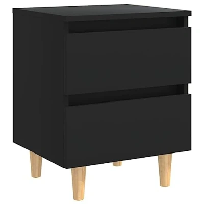 Image de vidaXL Table de chevet avec pieds en pin Noir 40x35x50 cm805853