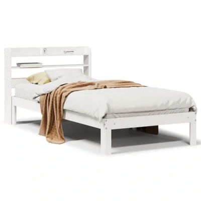 Image de vidaXL Cadre de lit avec tête sans matelas blanc 90x200 cm