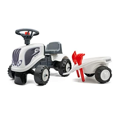Image de Falk Porteur Tracteur Valtra avec remorque À partir de 12 mois Pelle et râteau inclus 2 styles personnalisation Plaque d&#039;immatriculation personnalisable 240C