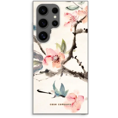 Afbeelding van Case Company® hoesje geschikt voor Samsung Galaxy S24 Ultra Japanse bloemen Soft Cover Telefoonhoesje Bescherming aan alle Kanten en Schermrand
