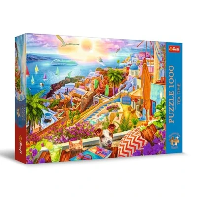 Afbeelding van Trefl Premium Plus Quality Tea Time puzzel: bezoek aan Santorini 1000 stukjes, geschilderde nostalgische fotoserie, perfect op elkaar afgestemde stukken, voor volwassenen en kinderen vanaf 12 jaar