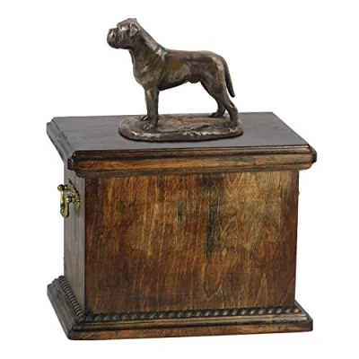 Afbeelding van Elegante urn hond voor de as van een Bullmastiff met beeldje