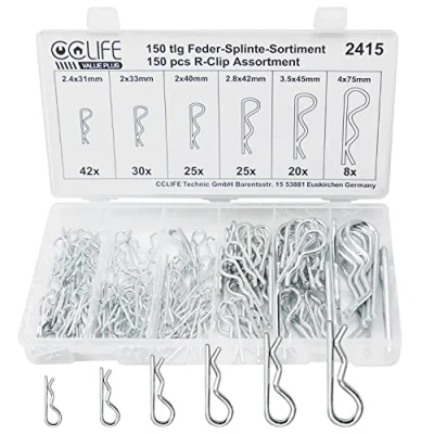Afbeelding van CCLIFE 150 delige sleufpennenset, splitpen, set roestvrijstalen pennen, montageveren voor auto&#039;s, monteurs, garages, werkplaatsen, krachtuitrusting enz.