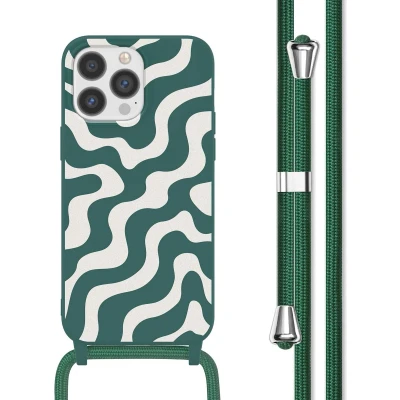 Afbeelding van imoshion hoesje Geschikt voor iPhone 13 Pro met koord Siliconen design Meerkleurig / Petrol Green Groovy
