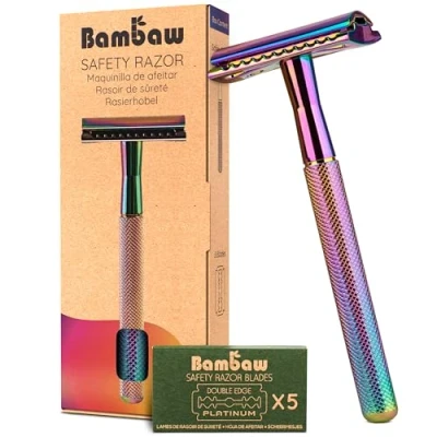 Image de Rasoir de Sûreté Multi couleur Sécurité en Métal Rasage Manuel Compatible avec Toutes Lames Doubles Pour Homme et Femme à Barbe Beauté Zéro Déchet Bambaw