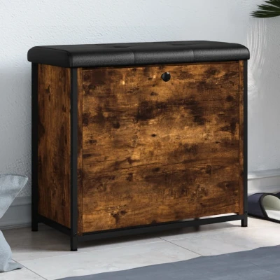Afbeelding van Schoenenbankje met klaplade 62x32x56 cm gerookt eikenkleurig