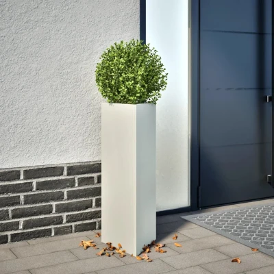 Afbeelding van vidaXL Plantenbakken 2 st driehoek 30x26x75 cm staal wit