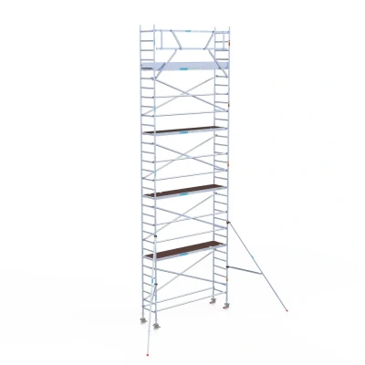 Afbeelding van Professionele aluminium rolsteiger 0.75x3.05x10.20m werkhoogte houten platformen