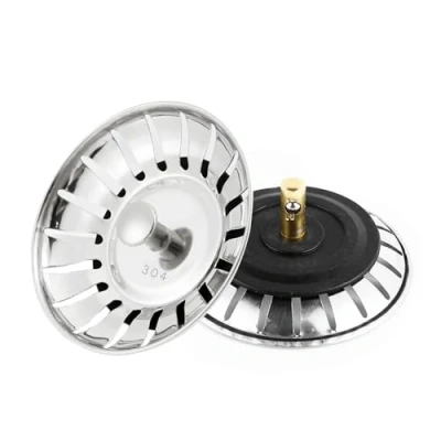 Afbeelding van 2 stuks gootsteenzeef voor keuken, spoelbakfilter, 304 stoppers, roestvrij staal, filter gootsteen, keuken en badkamer, diameter 80 mm.