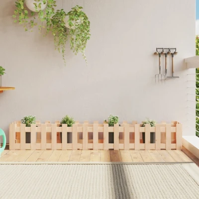 Afbeelding van Plantenbak verhoogd met hekontwerp 200x30x30 cm grenenhout