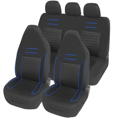 Afbeelding van Upgrade4cars Universele autostoelhoezen voor bestuurdersstoelen Blauw Met geïntegreerde hoofdsteun Autoaccessoires Interieurdecoratie