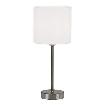 Afbeelding van BRILONER Nachtlampje met stoffen lampenkap, aan/uit schakelaar, E14 fitting, max. 25 W, tafellamp, bureaulamp, leeslamp, 38,5 x 16 cm, wit