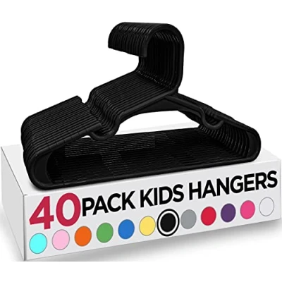 Afbeelding van Utopia Home (40 stuks, zwart) kleerhangers van kunststof voor kinderkledinghangers, babykleerhangers kinderkamer en kast, duurzame slanke kinderkleerhangers
