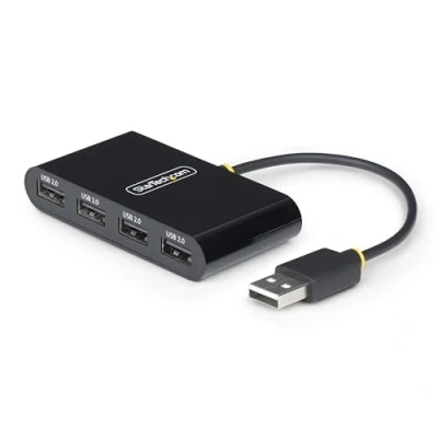Image de StarTech.com 4 Port USB 2.0 Hub, Bus Powered, Small Travel Mini Splitter, Multi Portable 480Mbps, Overcurrent Protection (OCP) Concentrateur (hub) x de bureau