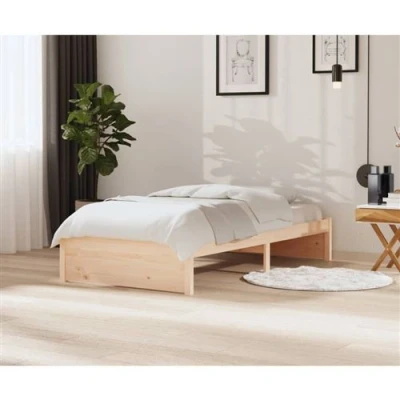 Afbeelding van Bedframe massief hout wit 100x200 cm