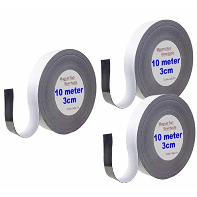 Afbeelding van TUKA 30 m x mm 1 magnetische markeringstape, herbeschrijfbaar, op maat te snijden, Magntica band voor etiketteren, whiteboard, magneetborden, beschrijfbaar, afwasbaar, 3 10 m, wit TKD9046